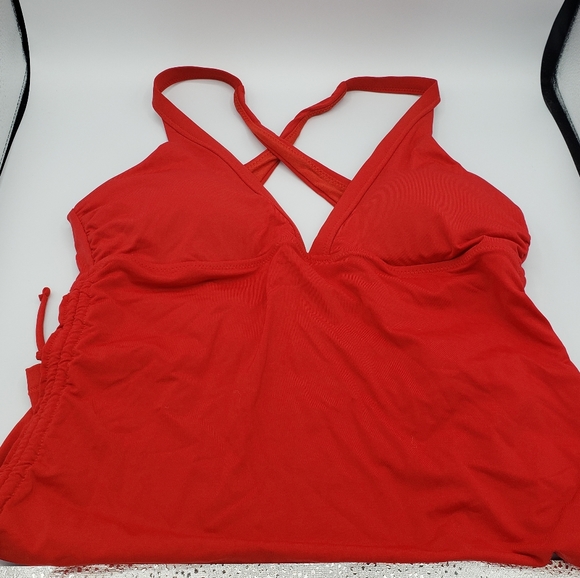 Athleta red side scrunch bikini swim tank top - Picture 11 of 11